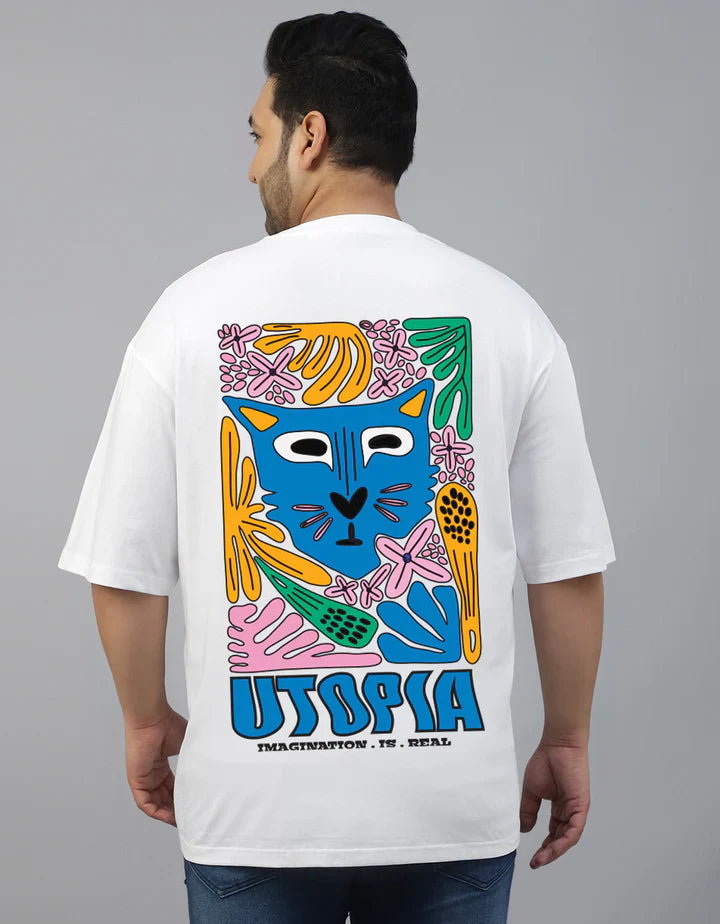 Utopia White Back Graphic Plus Size Printed Tshirt