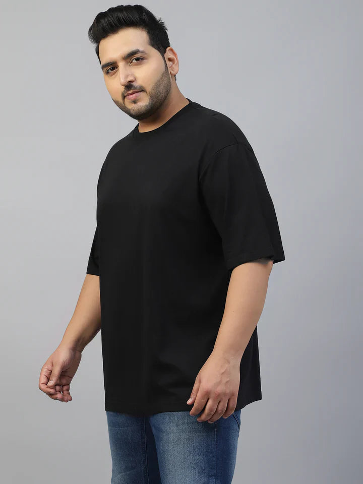 Black Plain Plus Size T-shirt