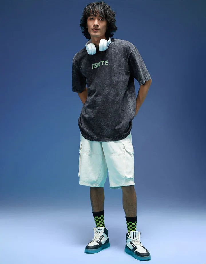 IGNITE Oversized Acid Washed Graphic Back Printed Exclusive T-shirt