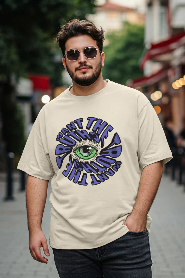 Truth Beige Chest Plus Size Graphic Printed Tshirt