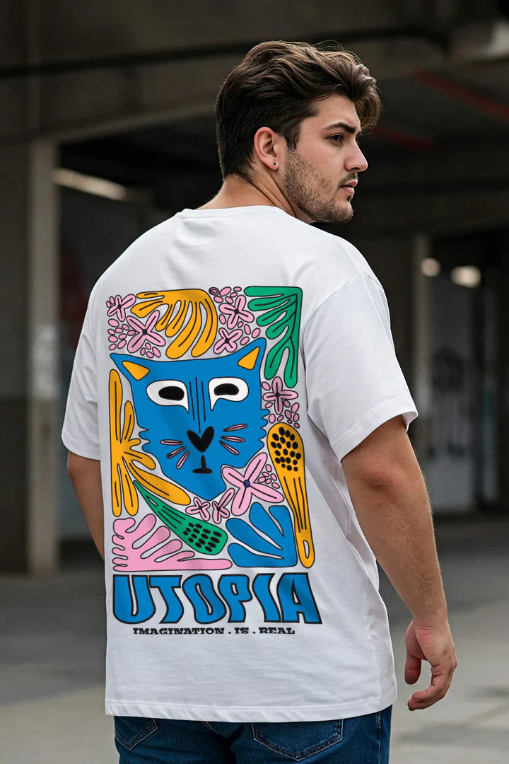 Utopia White Back Graphic Plus Size Printed Tshirt